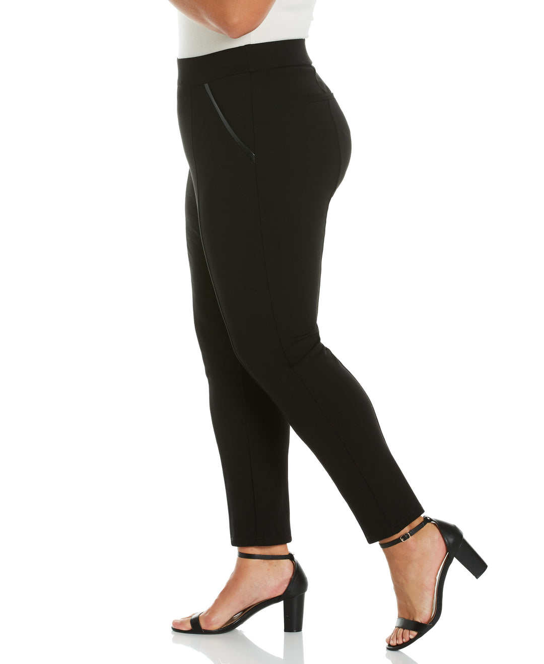 PLUS PONTE KNIT SLIM LEG PANT - COMFORT FIT (Black) 