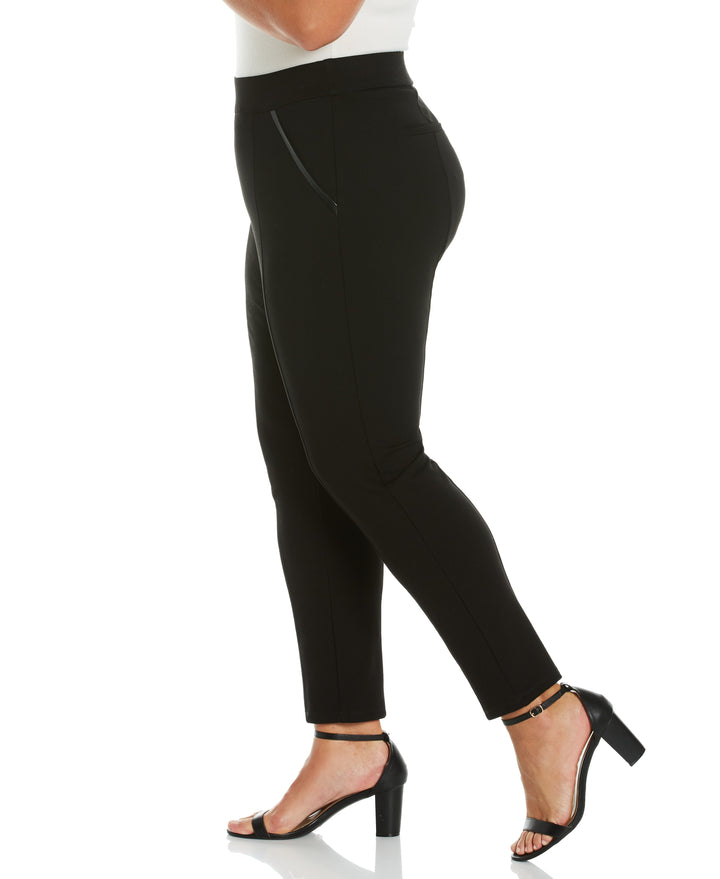 PLUS PONTE KNIT SLIM LEG PANT - COMFORT FIT (Black) 