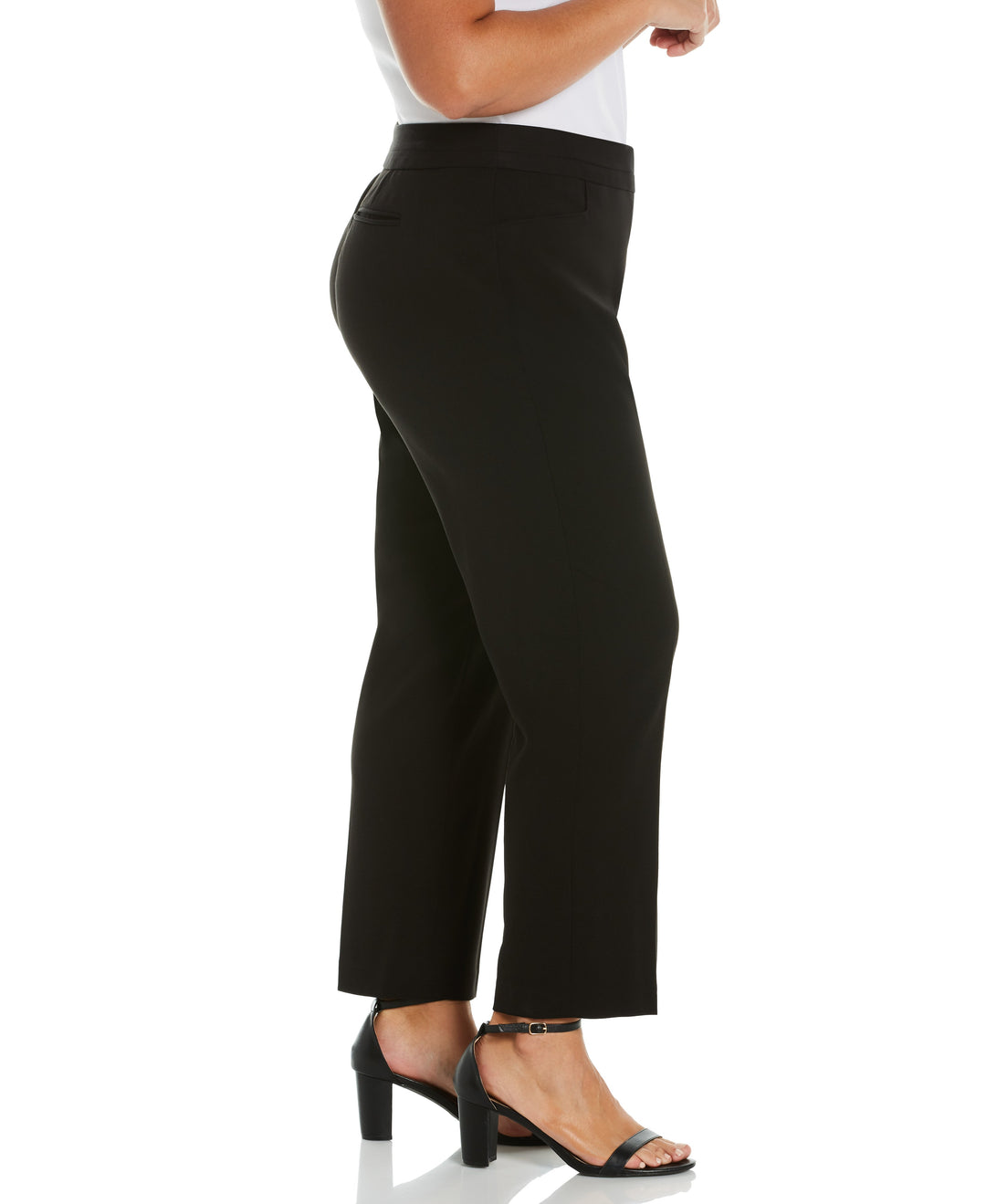 PLUS SLIM LEG STRETCH GABARDINE PANT - CURVY FIT (Black) 