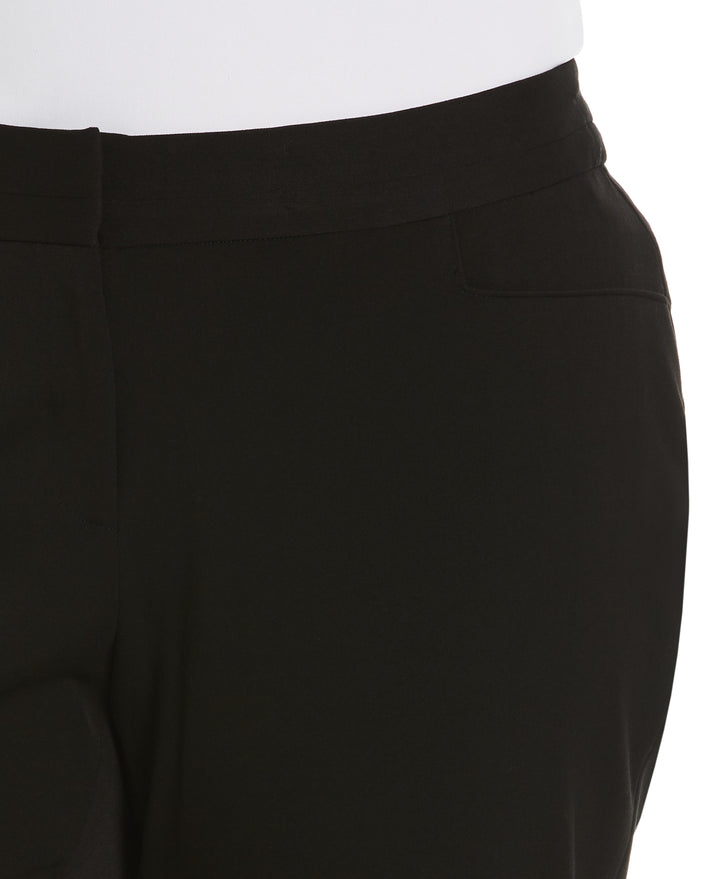 PLUS SLIM LEG STRETCH GABARDINE PANT - CURVY FIT (Black) 