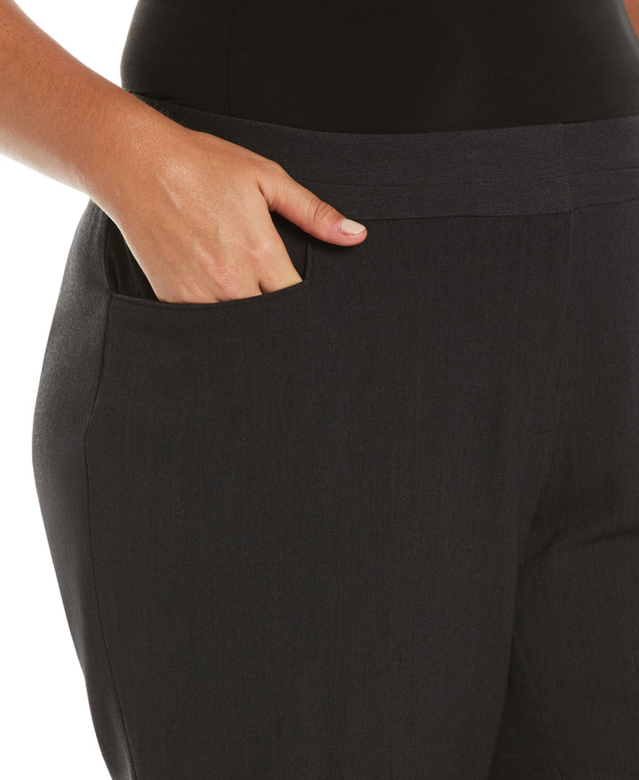 PLUS SLIM LEG STRETCH GABARDINE PANT - CURVY FIT (Graphite) 