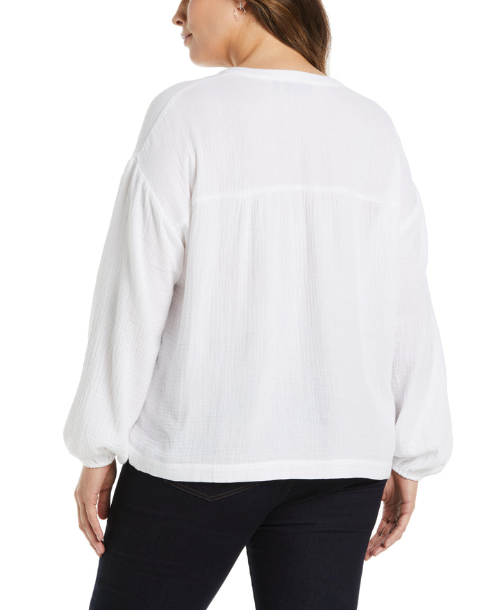 Solid Gauze Top (White) 