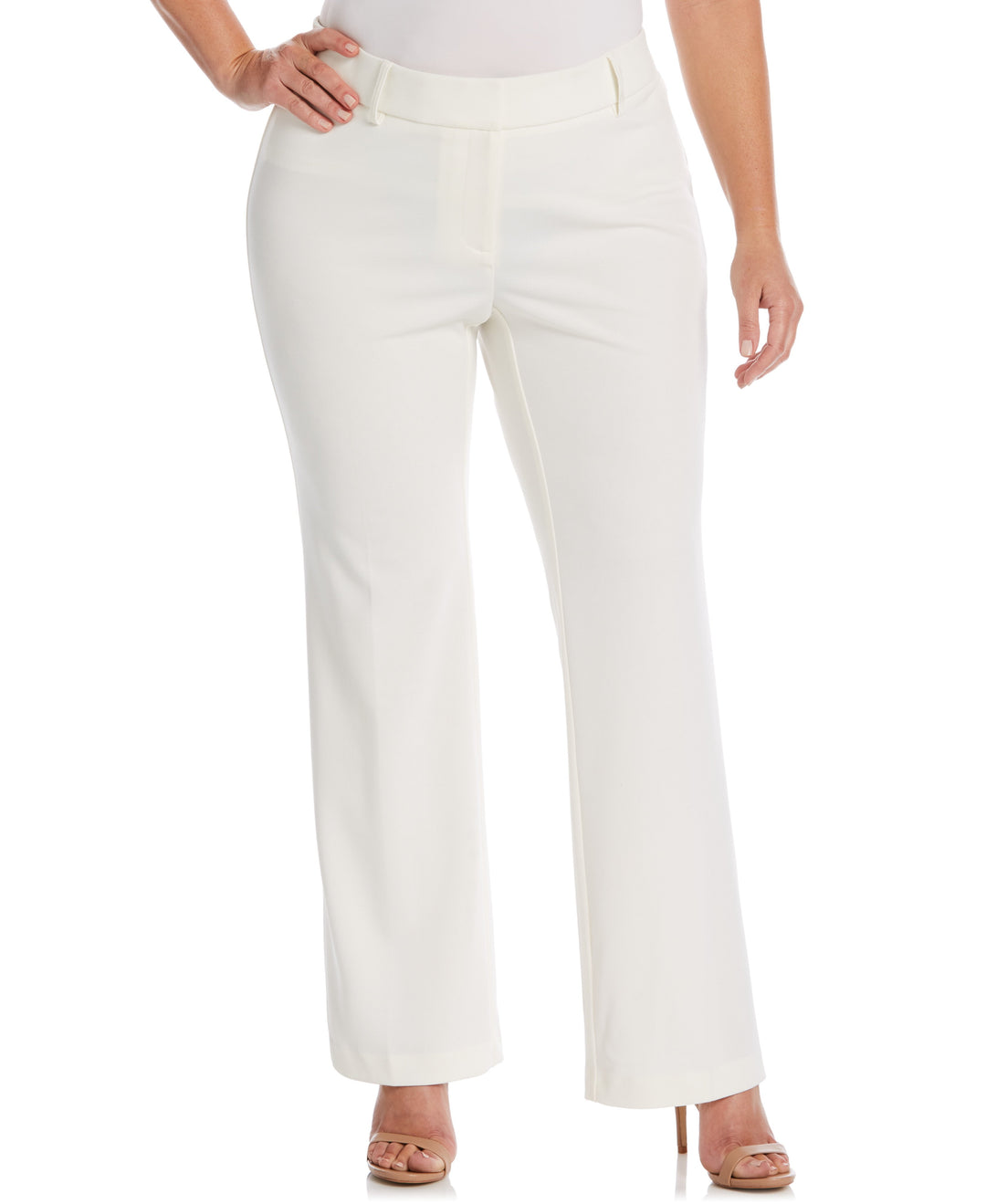 PLUS SIZE STRETCH CREPE PANT - CLASSIC FIT (Egret) 