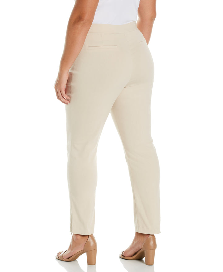 Plus Size Pull-On Slim Leg Pant - Comfort Fit (Stone)