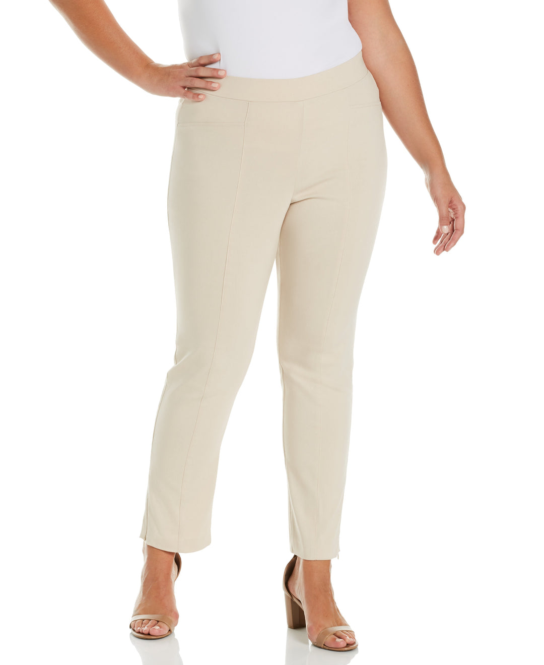 Plus Size Pull-On Slim Leg Pant - Comfort Fit (Stone)