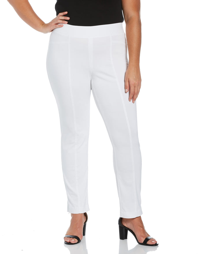 Plus Size Pull-On Slim Leg Pant - Comfort Fit (White)
