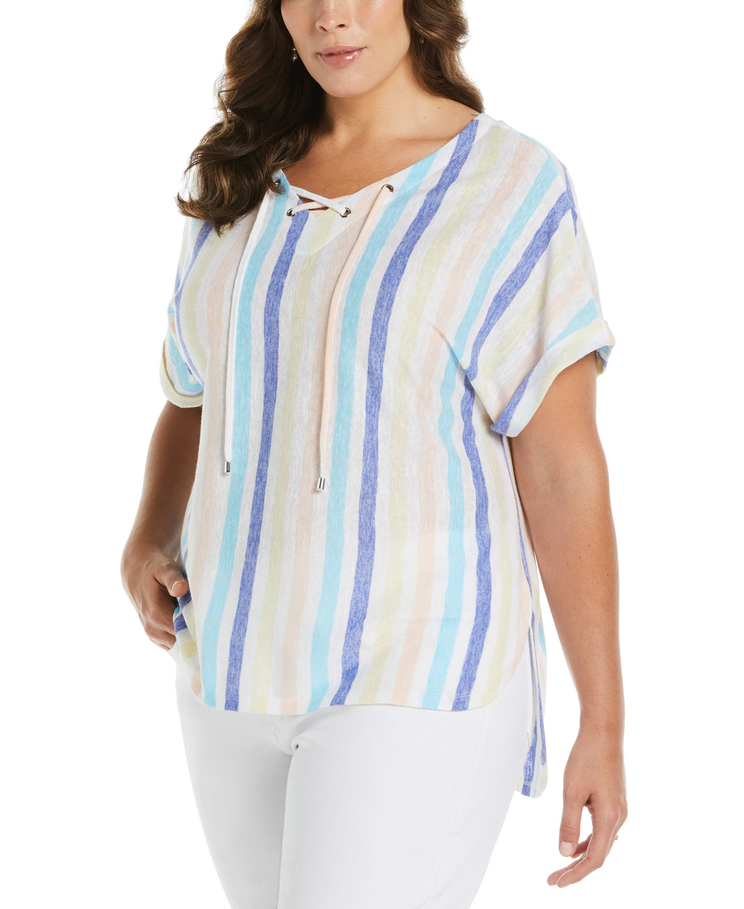 Stripe V-neck Top (Amparo Blue) 