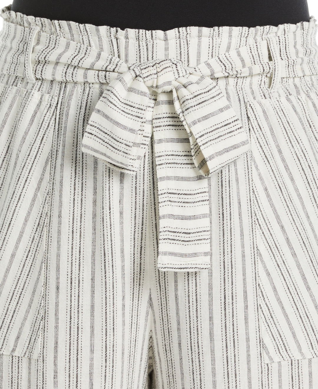 Stripe Wide Leg Linen Blend Paper Bag Pant (Snow White) 