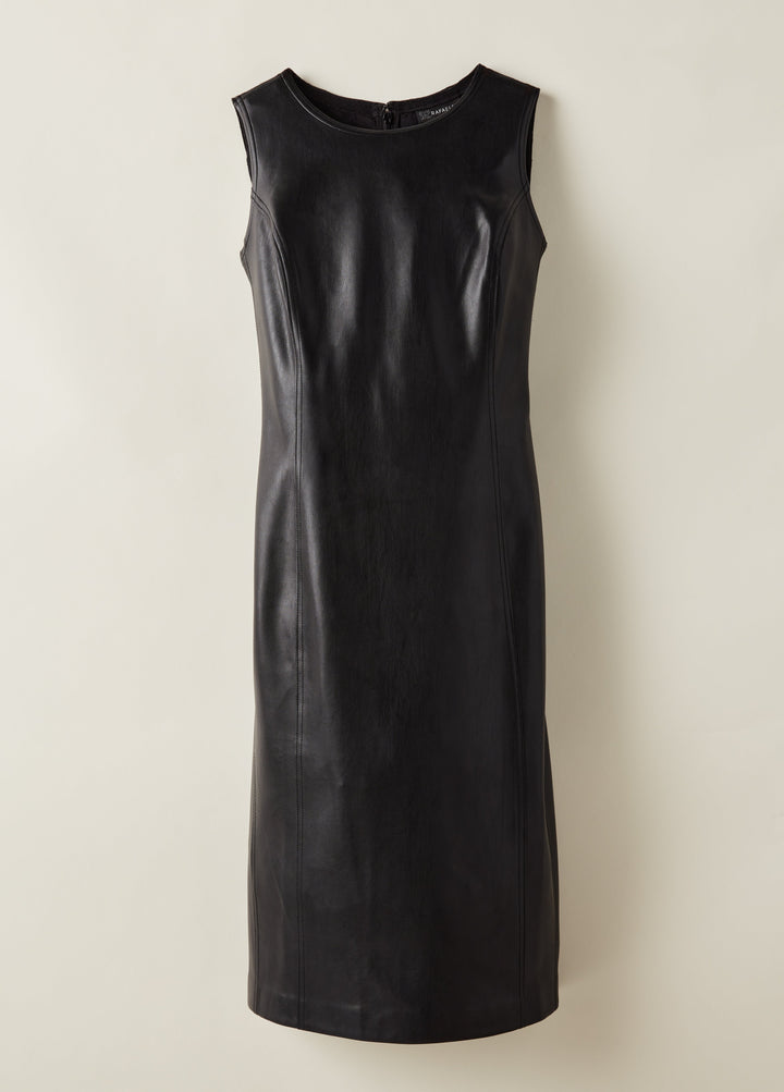 Faux Leather Shift Dress (Black)