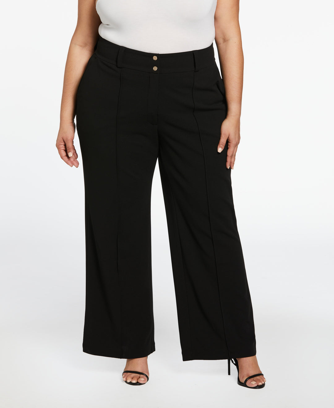 Wide Waistband Wide Leg Pant (Black) 