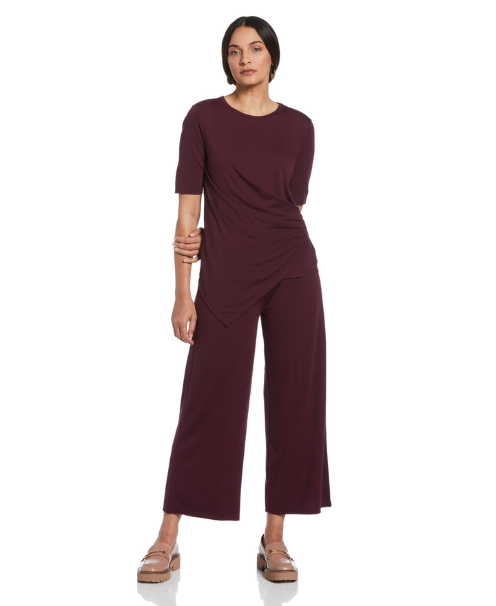 Ponte Knit Pull-On Crop Pant (Winetasting) 