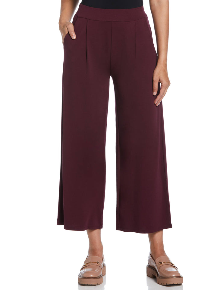 Ponte Knit Pull-On Crop Pant (Winetasting)