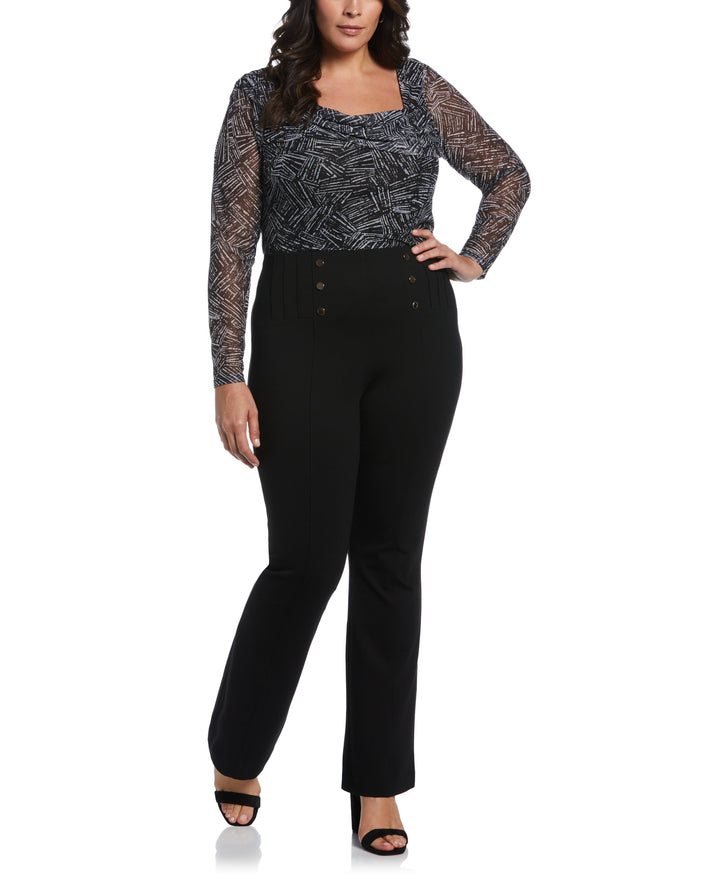Printed Asymmetrical Mesh Top (Black) 