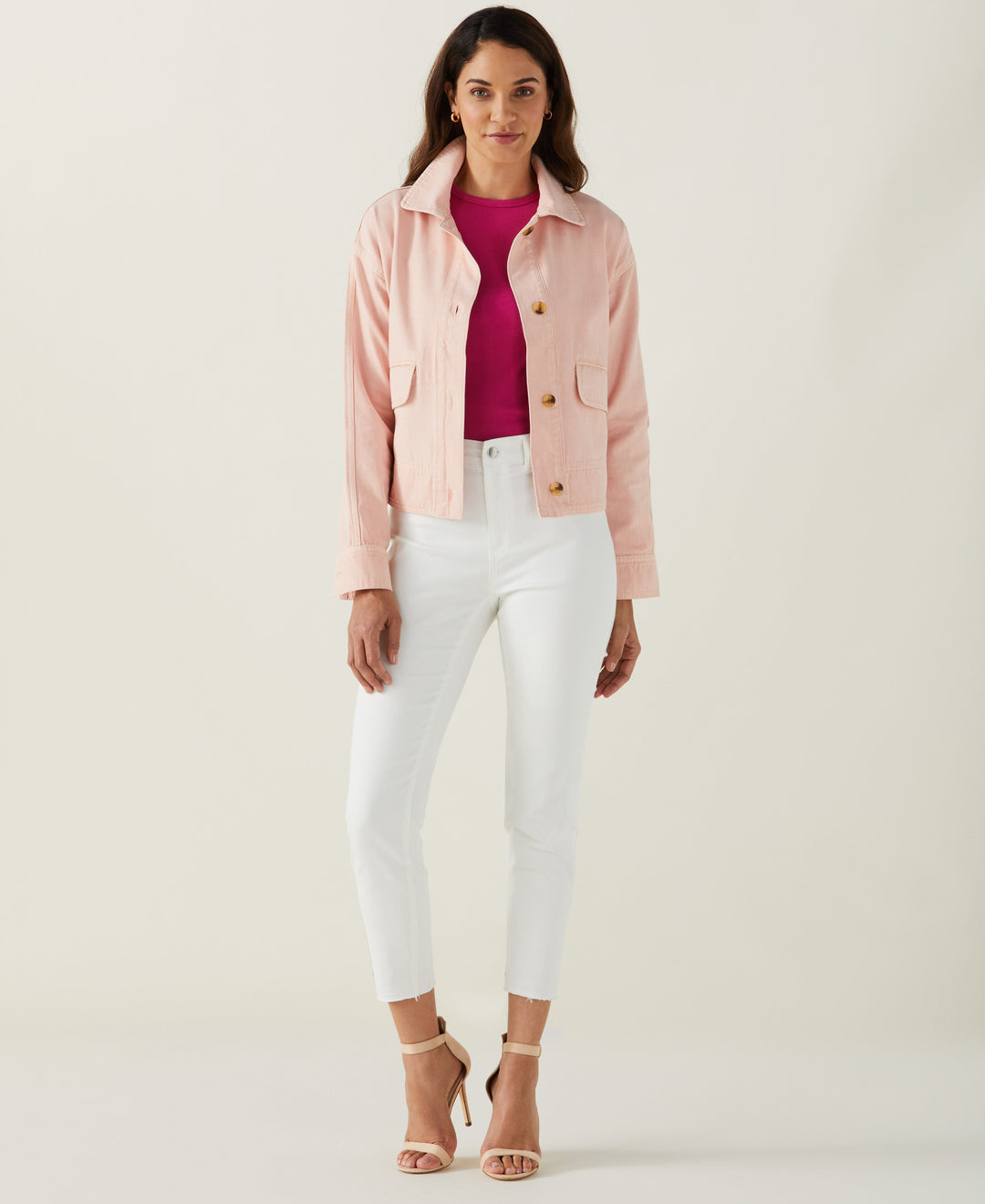 Ribbed Crew Neck Tee (Cosmo Pink) 