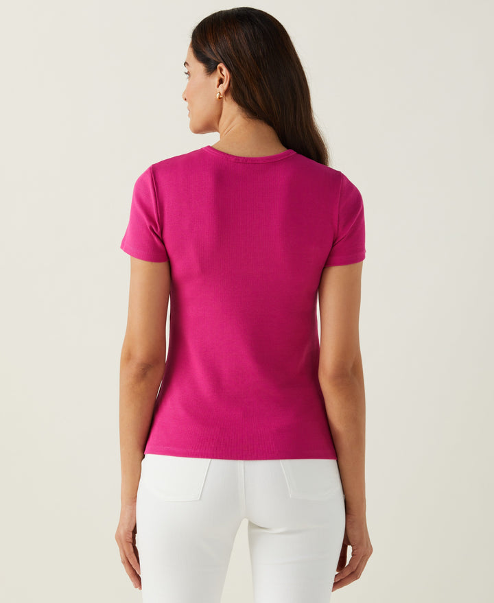 Ribbed Crew Neck Tee (Cosmo Pink) 