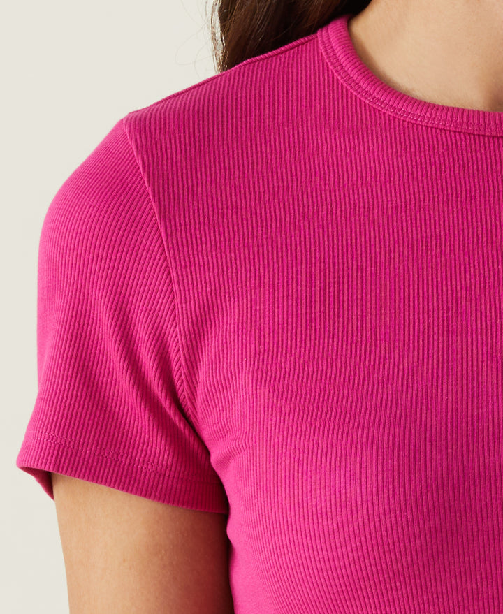 Ribbed Crew Neck Tee (Cosmo Pink) 