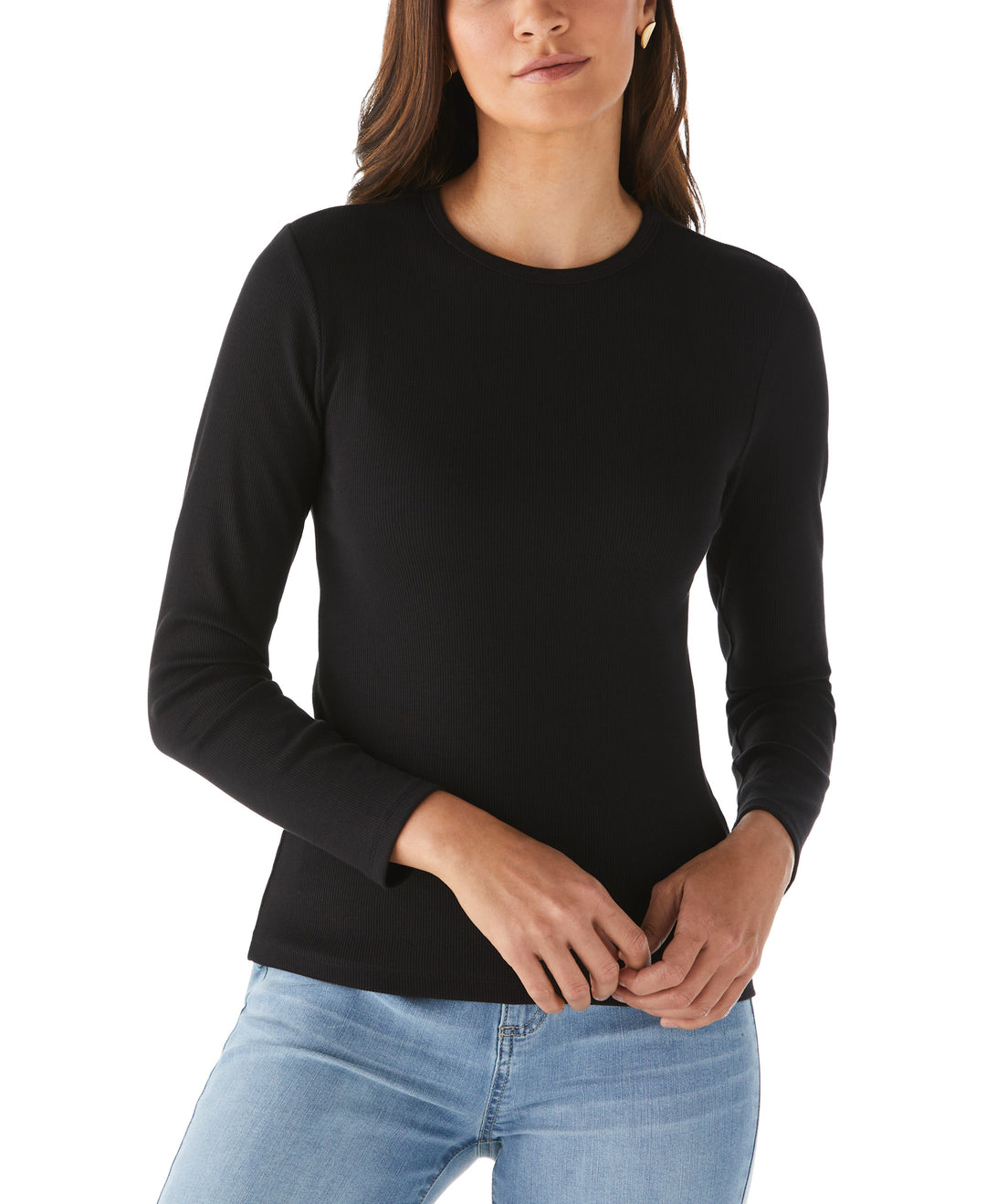 Ribbed Crew Neck Tee (Black) 