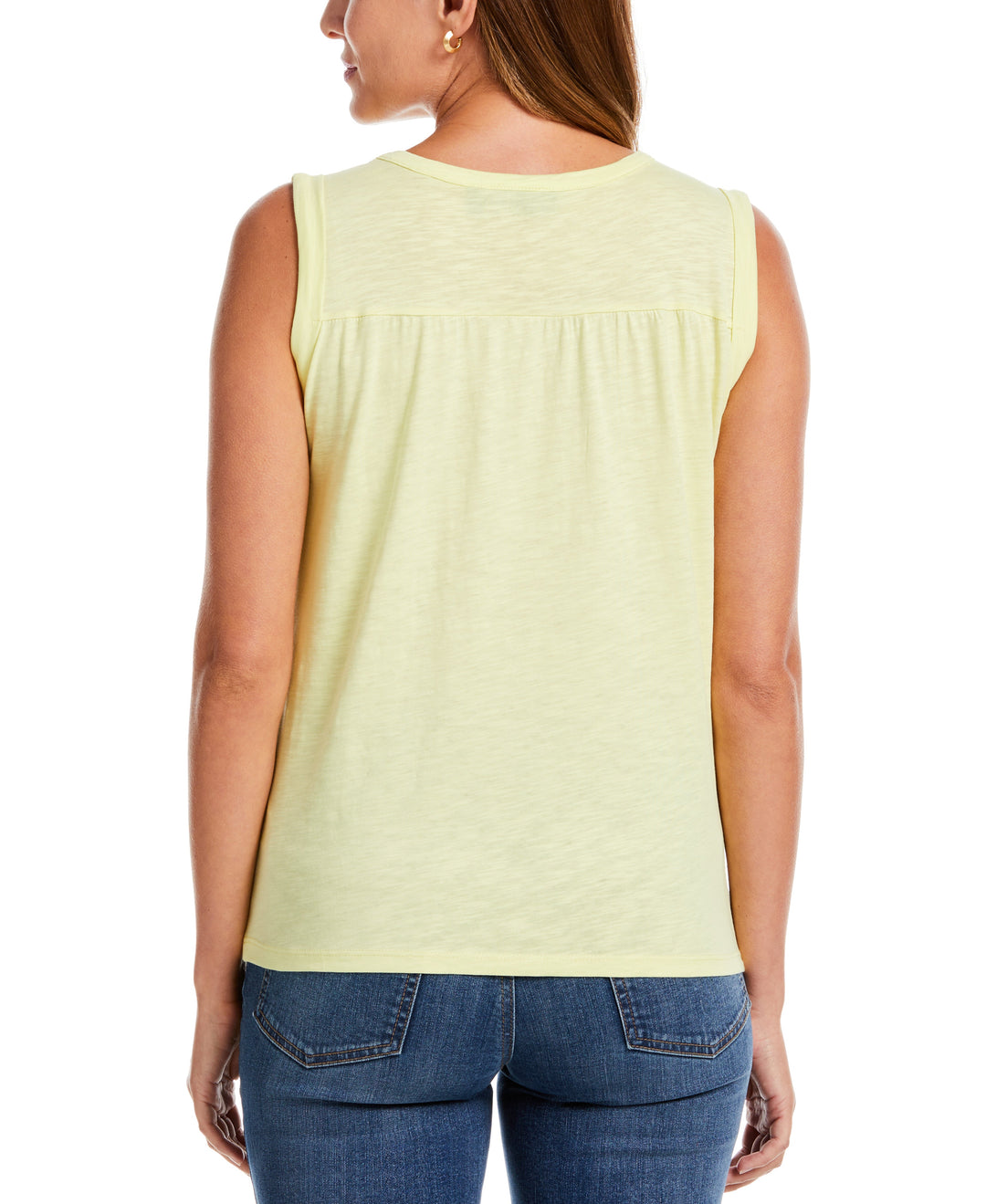Solid Smocked V-neck Top (Pale Lime Yellow) 