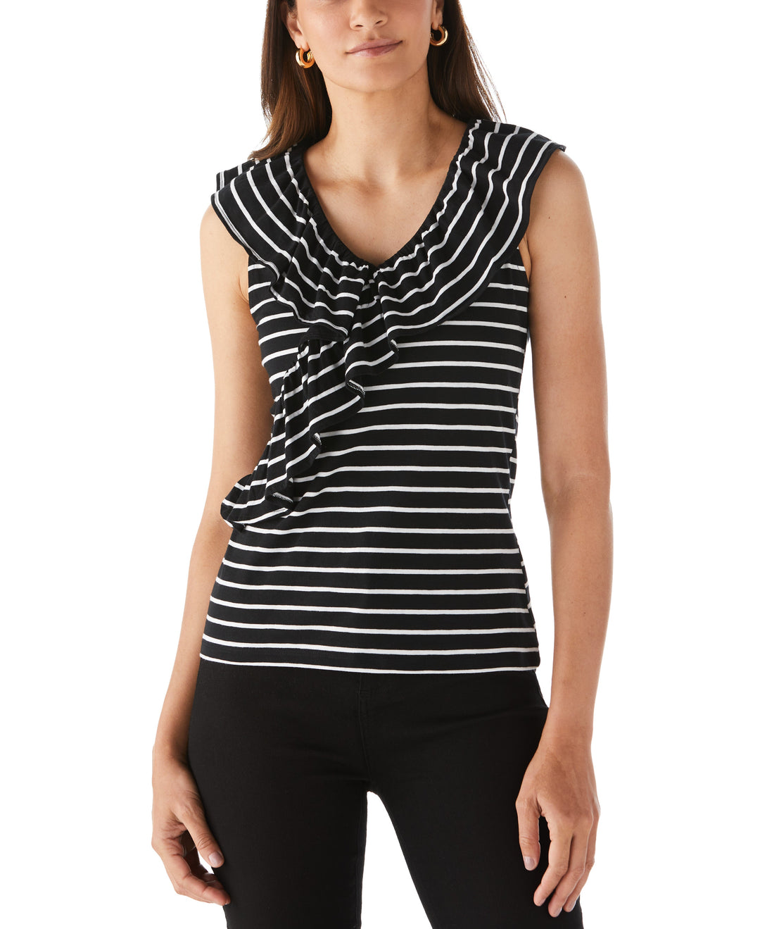 Stripe Ruffle Top (Black) 