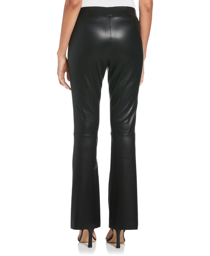 Faux Leather High Waist Boot Cut Pant (Black) 